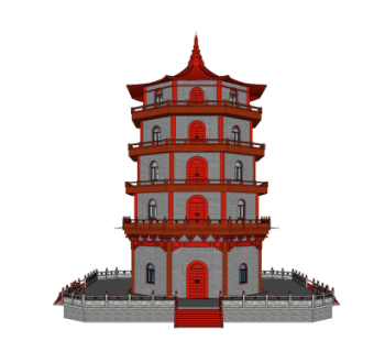中式佛塔su模型