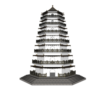 中式佛塔su模型