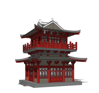 中式阁楼su模型