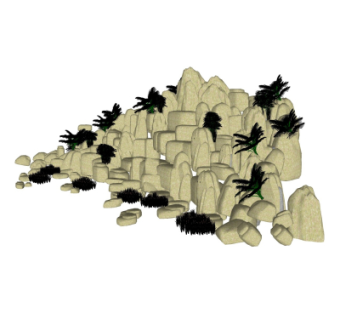 自然风假山su模型