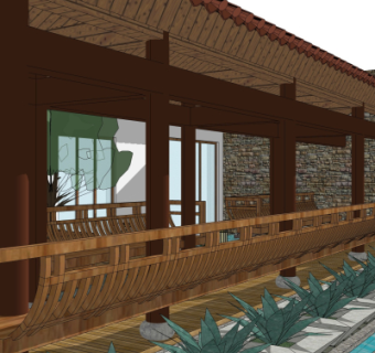 中式长廊免费su模型