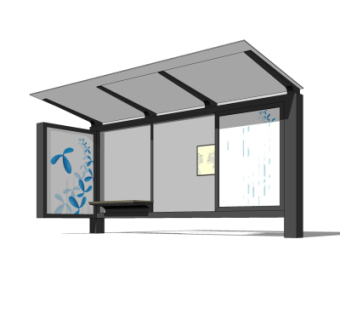 现代候车亭su模型