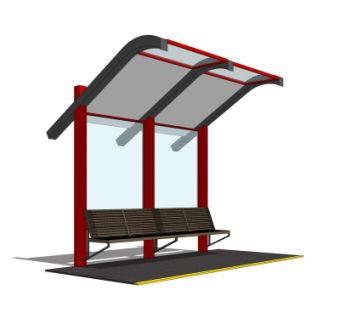 现代候车亭su模型