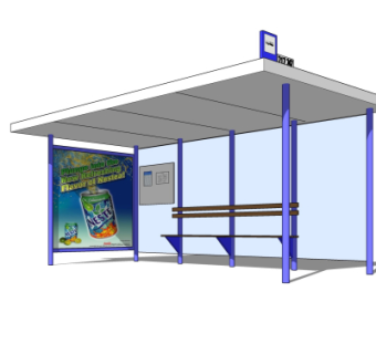 现代候车亭su模型