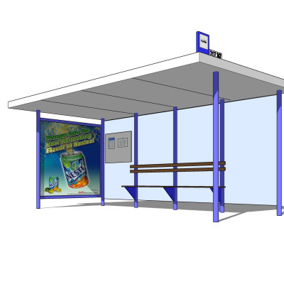 现代候车亭su模型