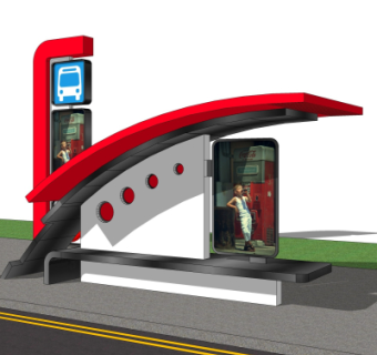 现代候车亭su模型