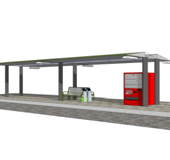 现代候车亭su模型