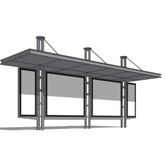 现代候车亭su模型