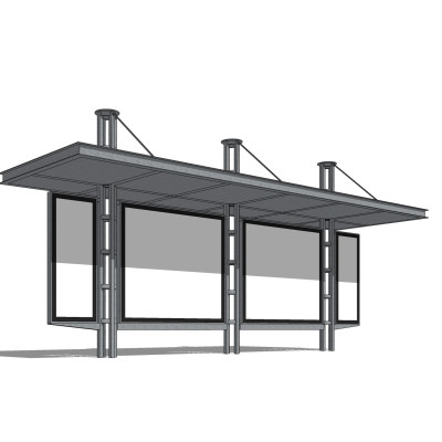 现代候车亭su模型