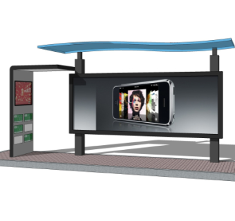 现代候车亭su模型