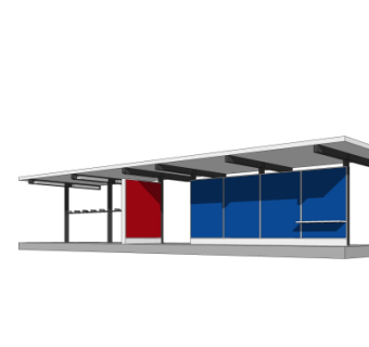 现代候车亭su模型