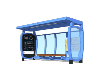 现代候车亭su模型