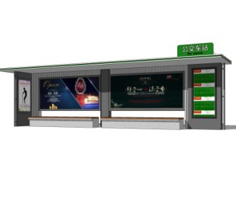 现代公交候车亭su模型