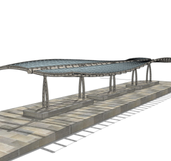 现代雨棚su模型