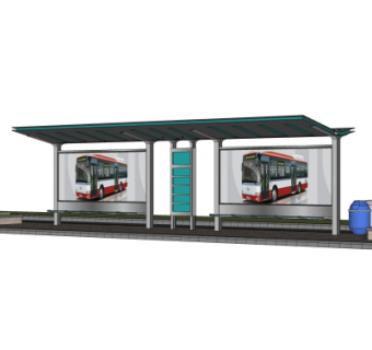 现代公交候车亭su模型