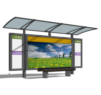 现代公交候车亭su模型