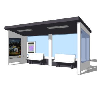 现代公交候车亭su模型