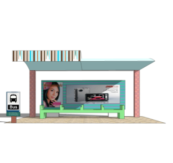 现代公交候车亭su模型