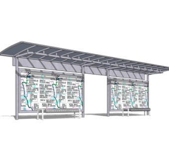 现代公交候车亭su模型