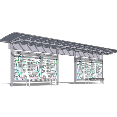 现代公交候车亭su模型