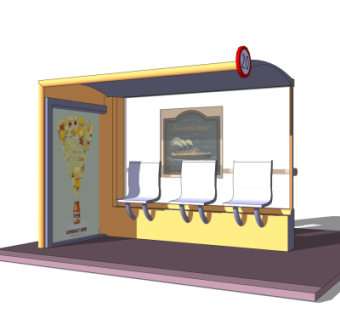 现代公交候车亭su模型