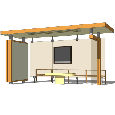 现代公交候车亭su模型
