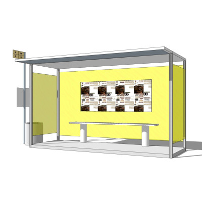 现代公交候车亭su模型