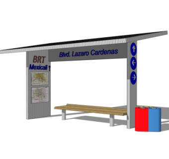 现代公交候车亭su模型