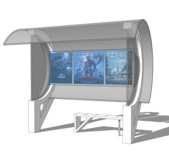 现代公交候车亭su模型