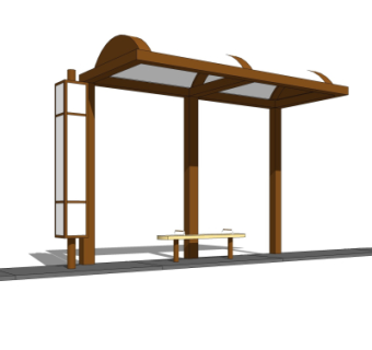 现代公交候车亭su模型
