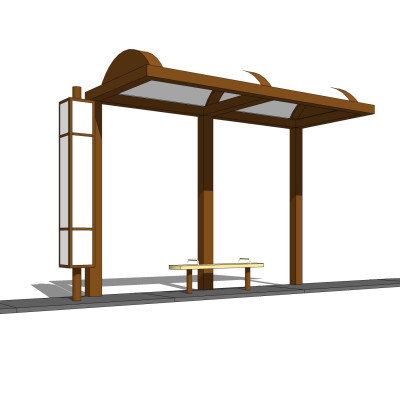 现代公交候车亭su模型