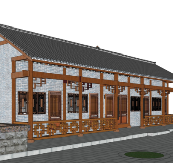 中式古建殿宇su模型