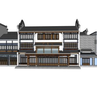 中式客栈酒楼su模型