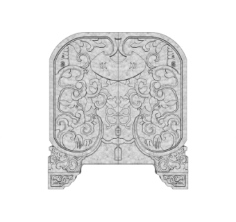 中式石雕雕花su模型