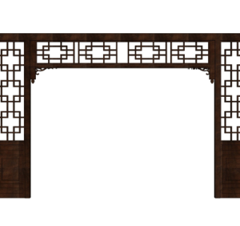 中式实木隔断su模型