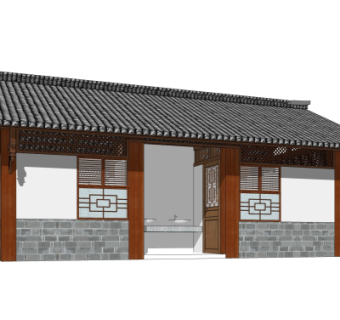 中式公共厕所su模型