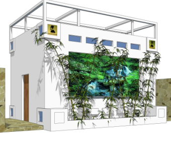 新中式公共厕所外观su模型