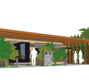 现代公共厕所外观su模型