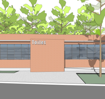 现代公共厕所外观su模型