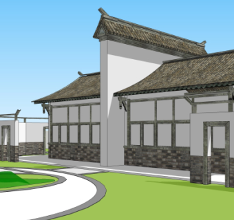 中式公共厕所su模型