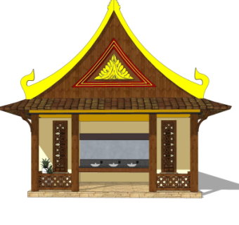 东南亚公共厕所外观su模型
