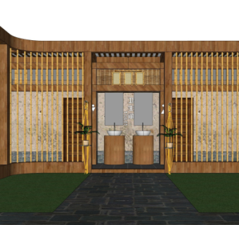 中式公共厕所su模型