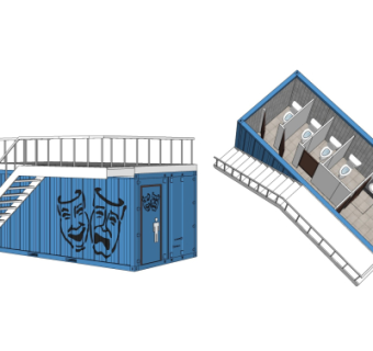 工业风集装箱移动厕所su模型