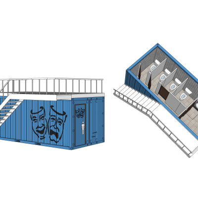 工业风集装箱移动厕所su模型