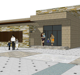 现代公共厕所外观su模型