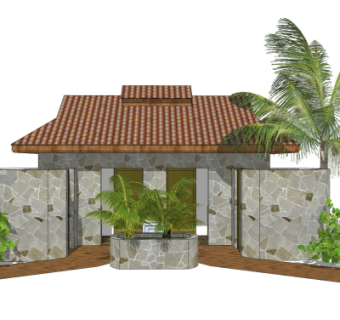 东南亚公共厕所外观su模型