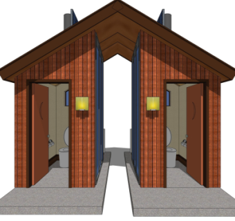 现代公共厕所外观su模型