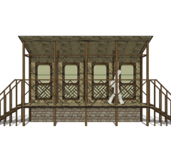 中式公共厕所su模型