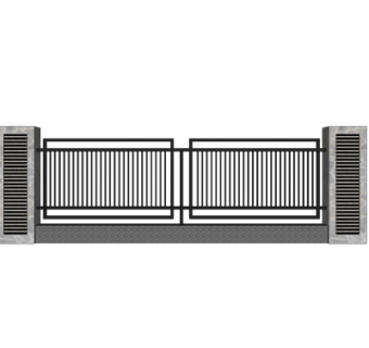现代围墙铁艺围栏su模型