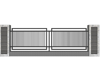 现代围墙铁艺围栏su模型